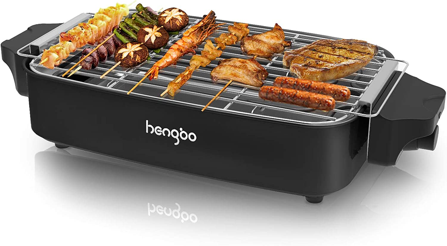 HengBO Tabletop 1800 W Electric Grill / BBQ, Smokeless Barbecue / Grill with Metal Drip Trays for the Balcony & Indoor Parties, Black / Orange / Blue