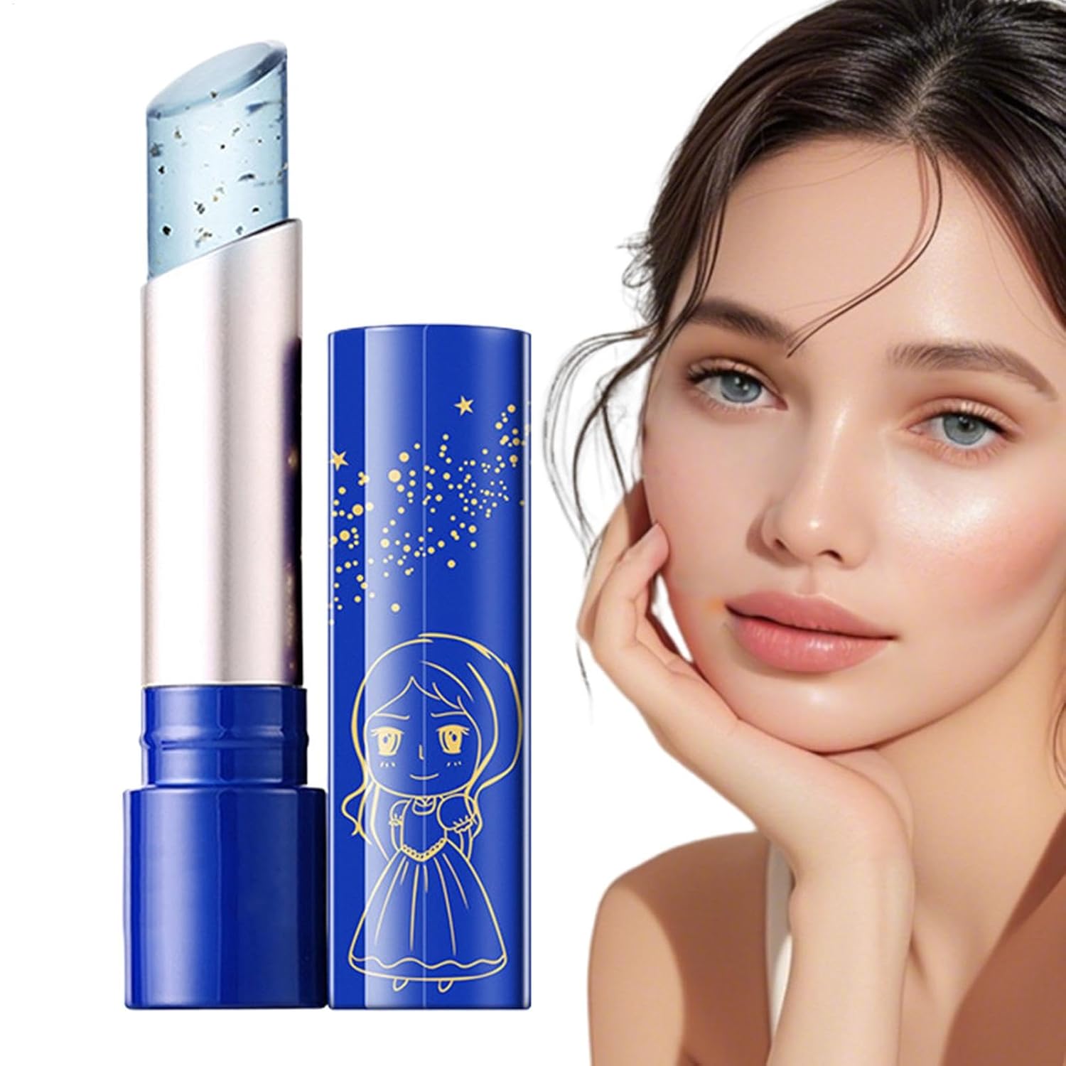 Blue Jelly Lip Balm - Color-Changing Lipstick, Moisturizing Cream Lipstick, Moisturizing Lip Care, Natural Moisturizing - Chapstic, Tinted Lip Gloss, Organic and Smooth