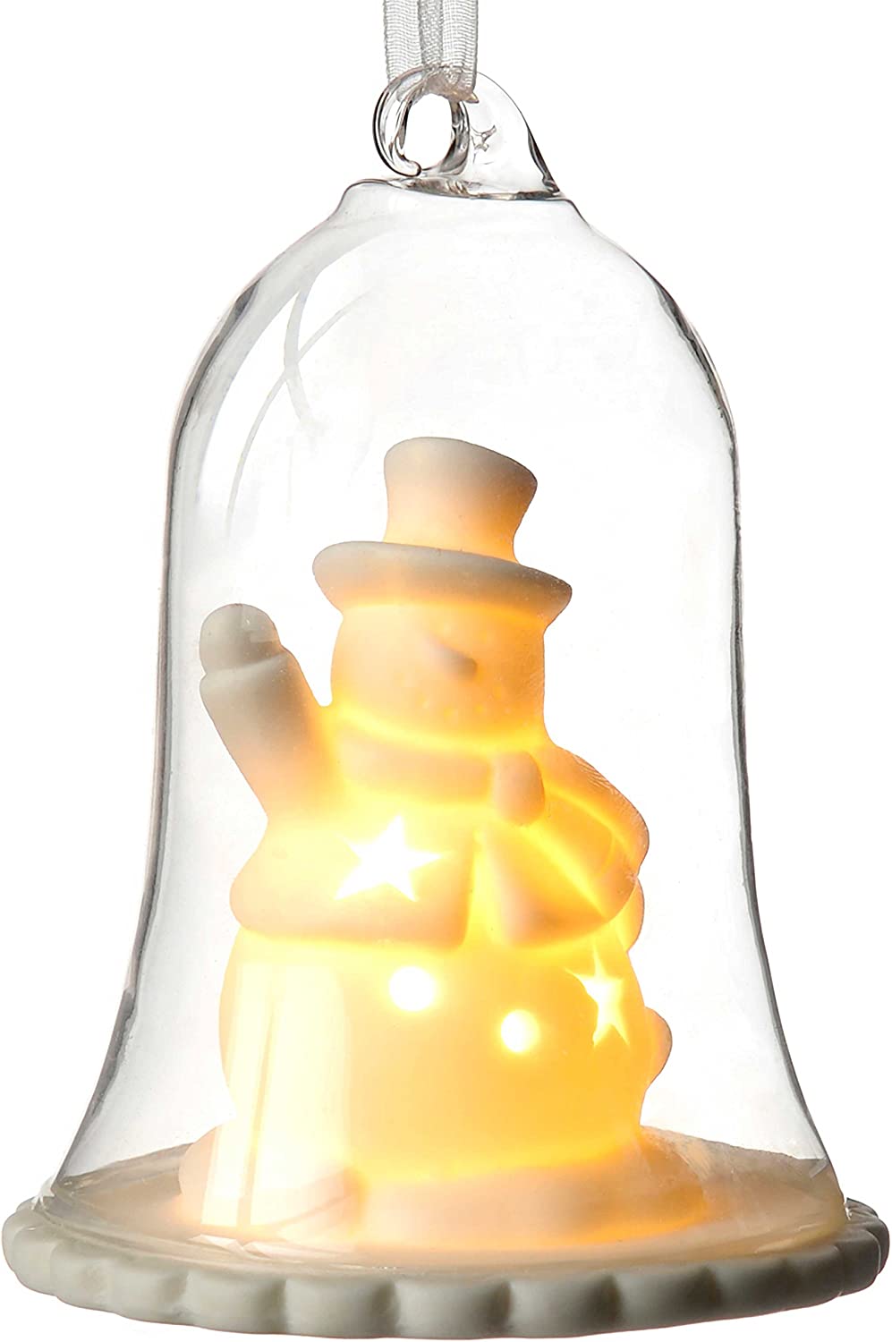 WeRChristmas Christmas Snowman Lantern 10 cm Glass White