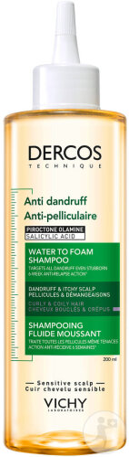 Vichy Dercos Anti-Dandruff Foam-Fluid Shampoo Curly Hair 200ml