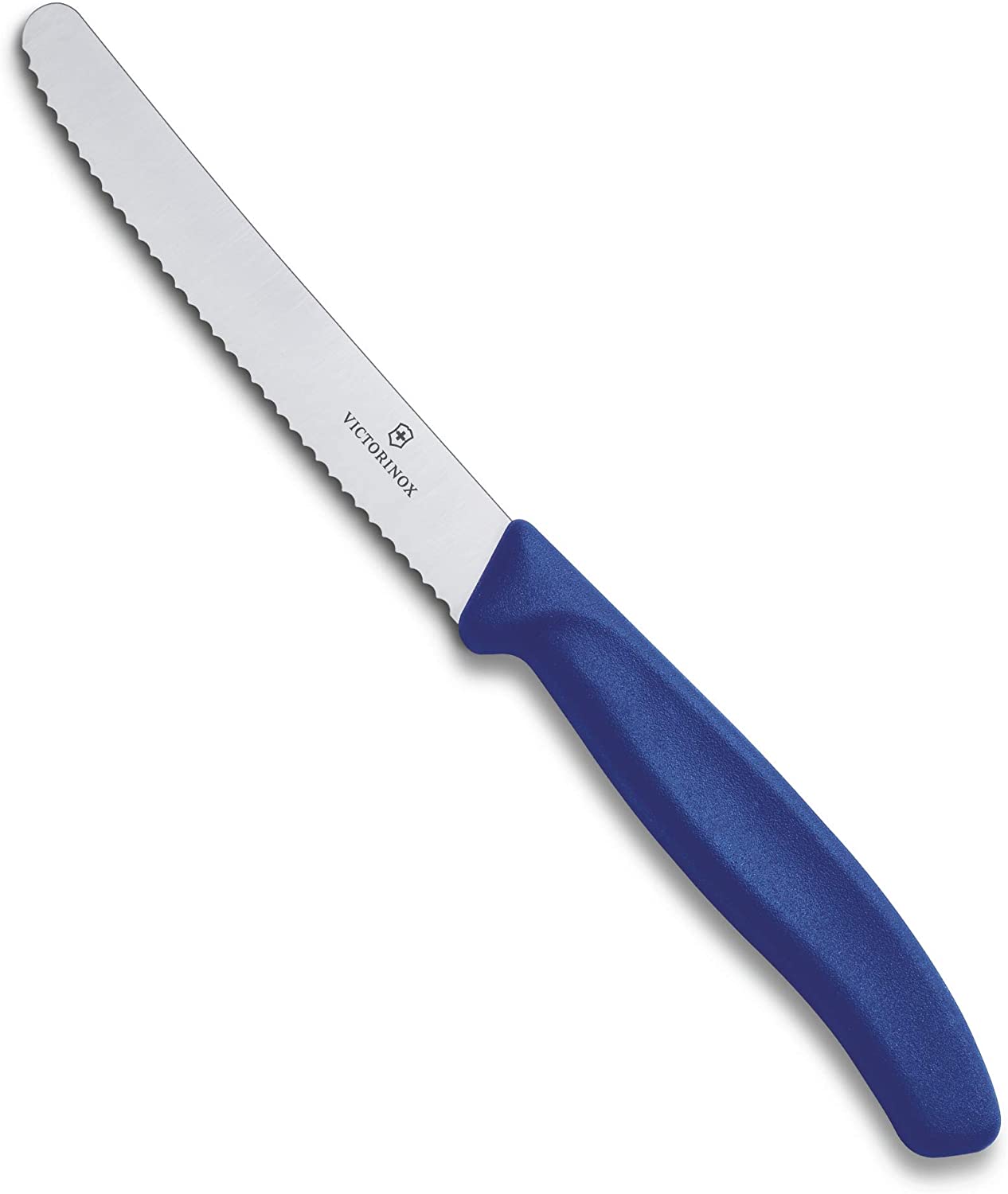Victorinox 6.7832 Küchenmesser 11cm Swiss Classic (Extra scharfer Wellenschliff, Ergonomischer Griff, Spülmaschinengeeignet) blau
