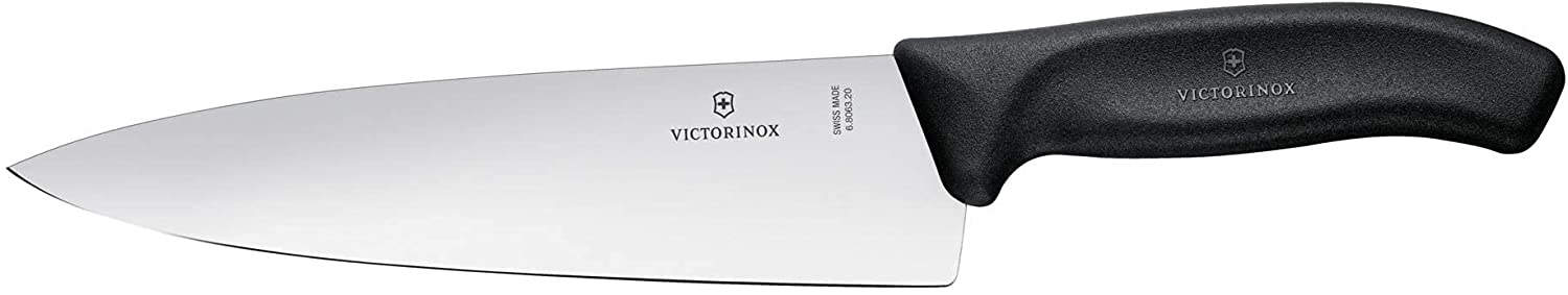 Victorinox SwissClassic Carving Knife, Extra Wide, 20 cm, Black, in Blister Packaging