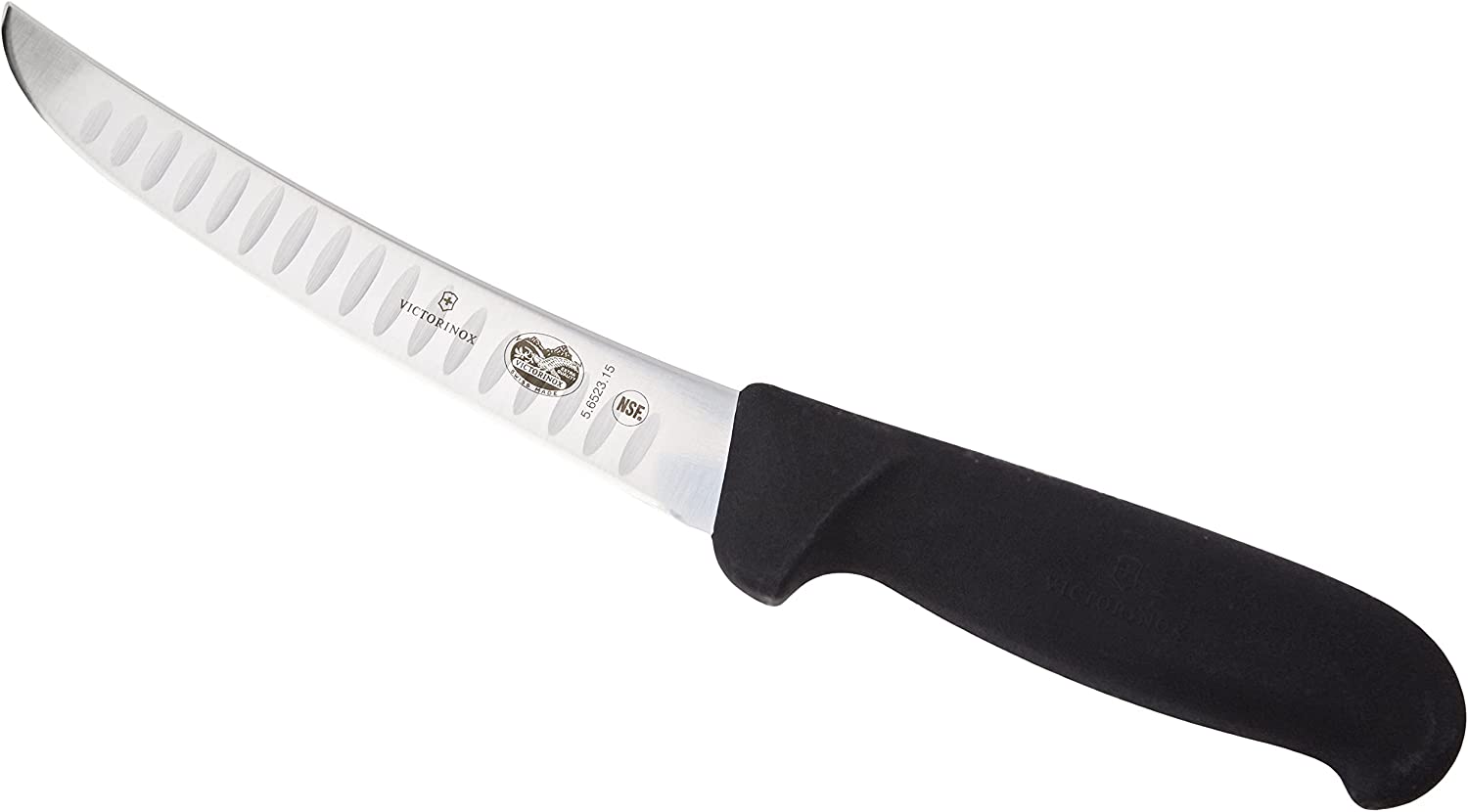 Victorinox Fibrox Kitchen Knife, Boning Knife, Black, 15 cm Knife, Steel, White