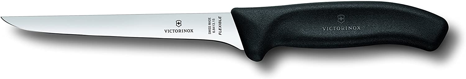 Victorinox Swissclassic Boning Knife, Normal Cut Kitchen Knife, Black, 15 cm