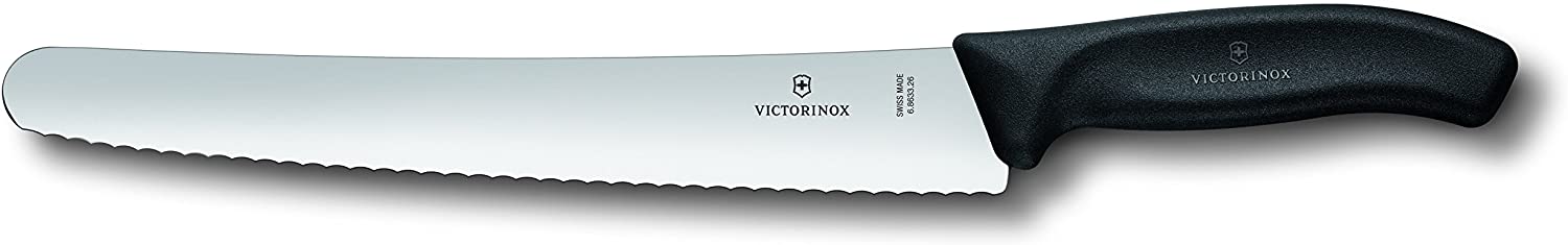 Victorinox Swissclassic Serrated Kitchen Knife Stainless Steel Black 26cm