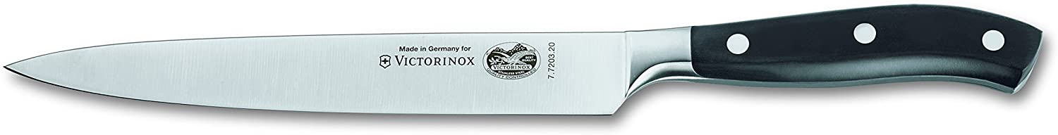 Victorinox Grand Maitre Carving Knife Forged Stainless Steel Dishwasher Safe Black, 20 cm, White