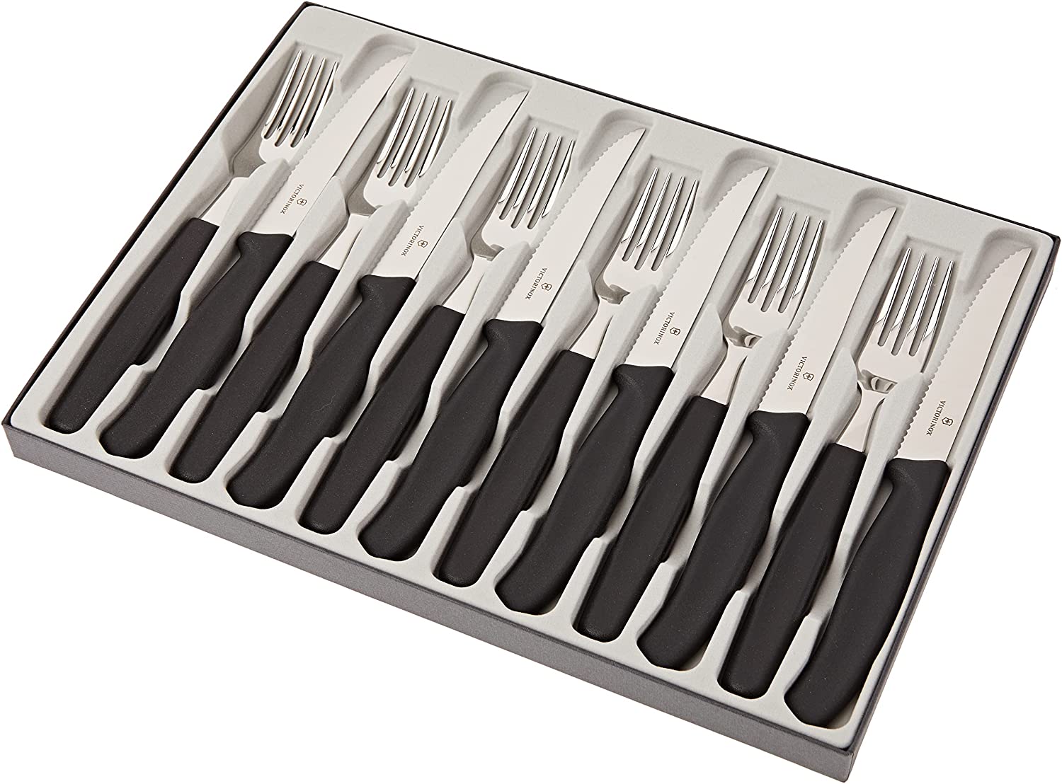 Victorinox Swiss Classic 12-Piece Cutlery Set with Steak Knife, Black