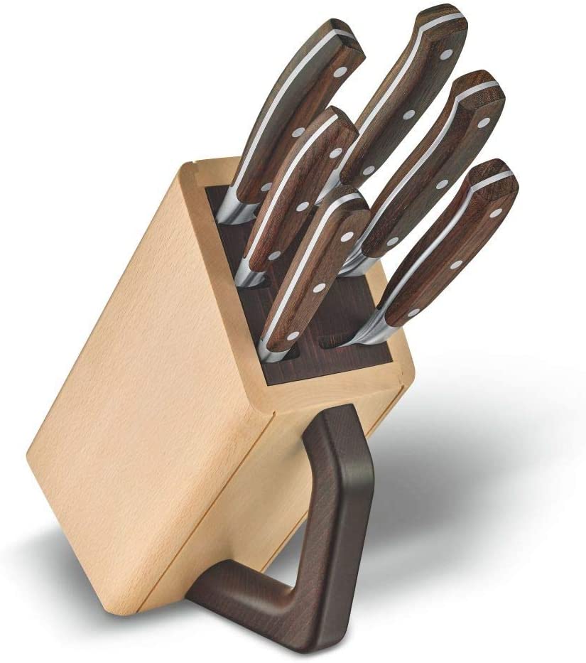 Victorinox Grand Maître 6-Piece Beech Knife Block (Kitchen Knife, Carving Fork), Maple, Wood