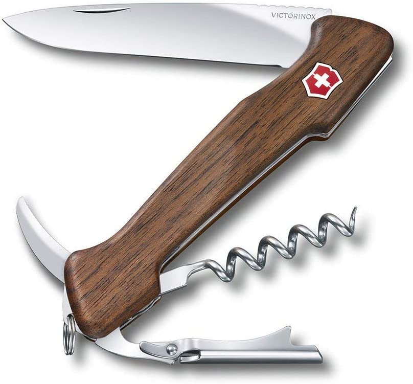 Victorinox, Wine Master Wood Pocket Knife, 130 mm, Brown (6 Functions, Blade, Two-Step Support, Bottle Opener, Corkscrew), Locking Blade