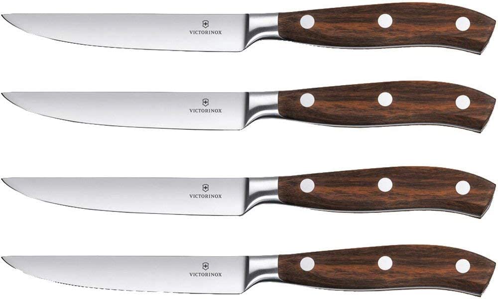 Victorinox Rosewood Adult Pocket Tool Grand Maître Steak Knife Set, Set of 4, Multi-Color, N/A, 7.7240.4