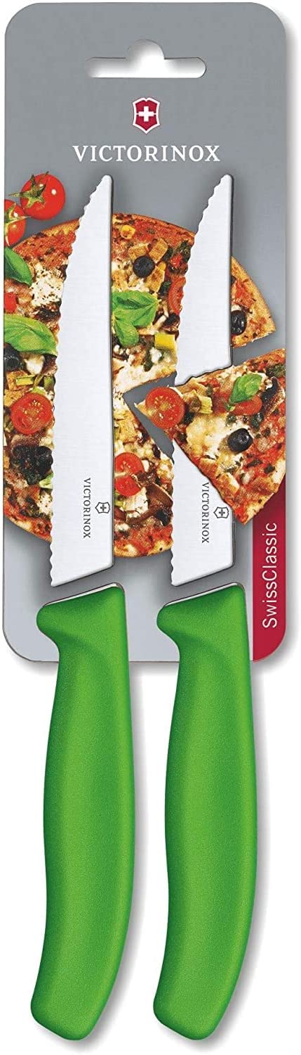 Victorinox Pizza Knife Green SwissClassic with Waves 2 on Blister Pack