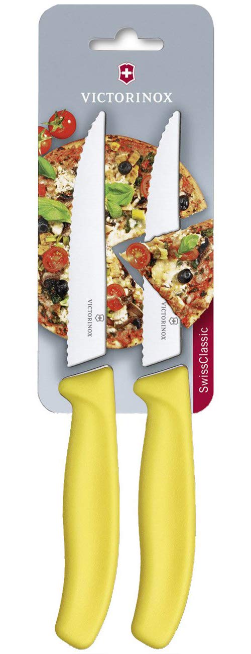 Victorinox SET Pizza Knives yellow with Waves 2 in Blister 6.7936.12l8b