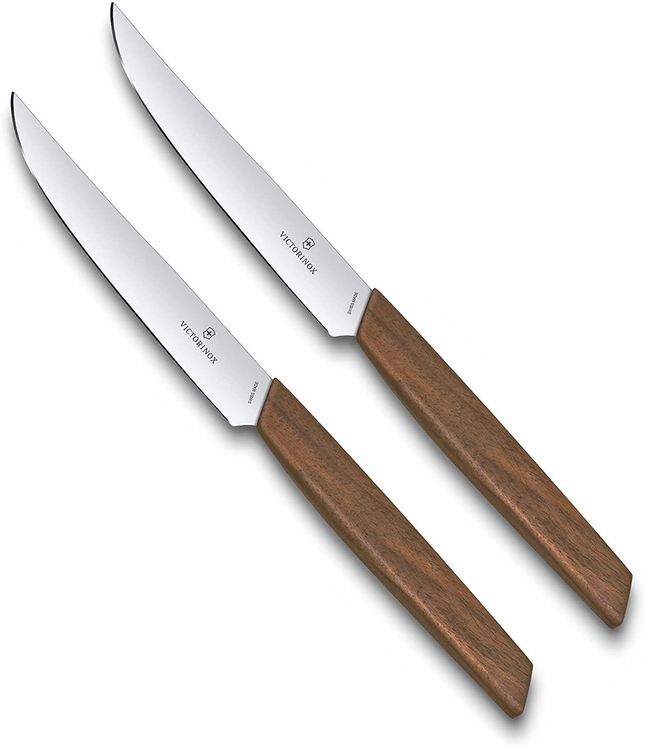 Victorinox Swiss Modern Steak Knife in Gift Box, 2-Piece, 12 cm, Walnut Wood