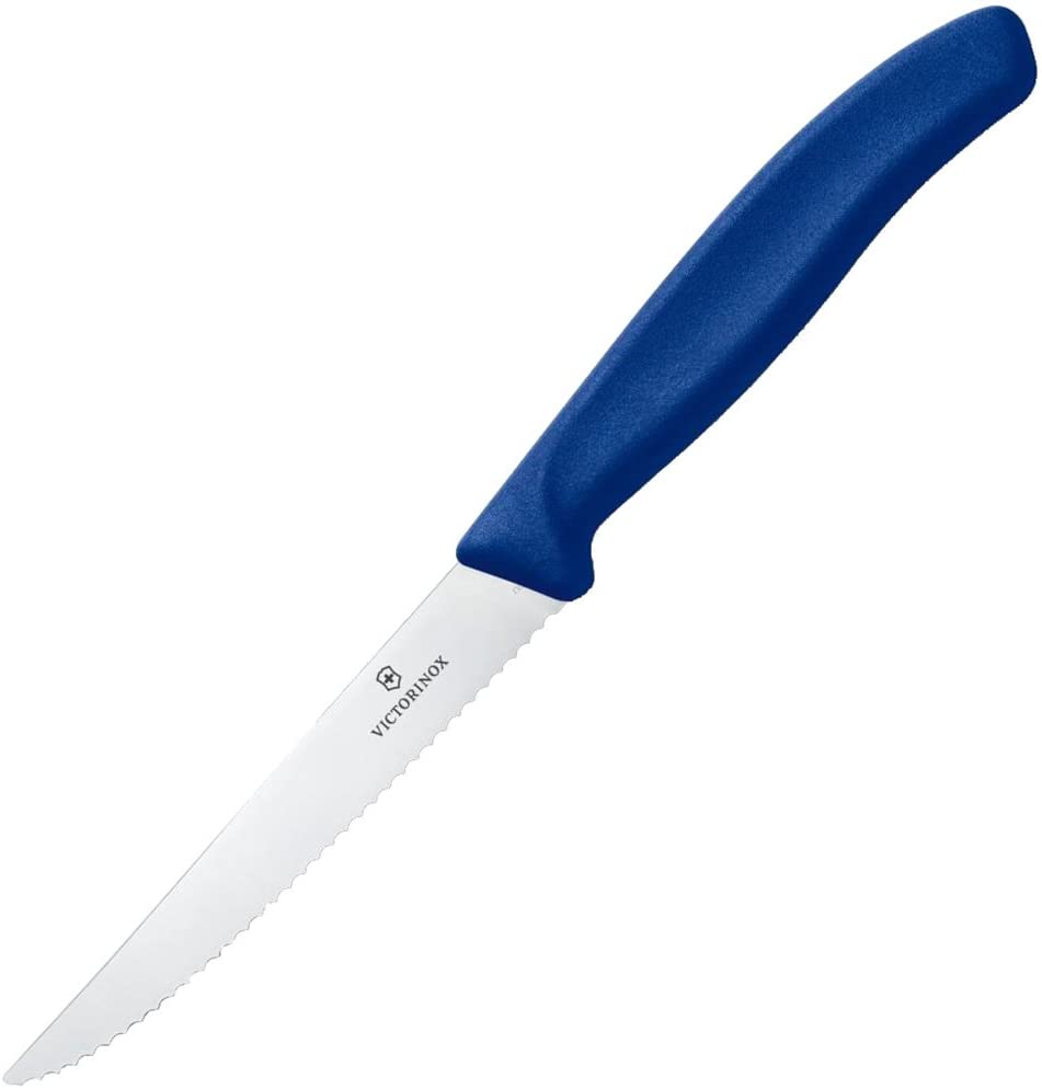 Victorinox Swiss Classic Steak Knife with Serrated Edge, 11 cm Blade, Stainless Steel, Swiss Made, Blue