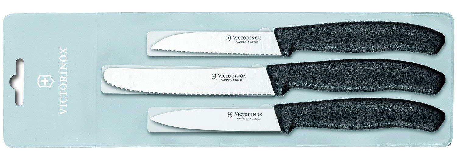 Victorinox Swiss Classic Paring Knife Set, 3 Pieces, Black, 6.7113.3