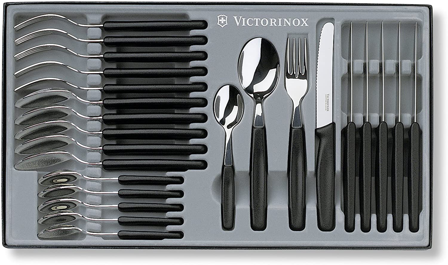 Victorinox - Table Cutlery Set 24 Pce Black Rounded