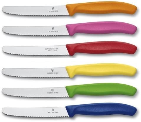 Victorinox 6 Piece Table Knives Table Knives Bread Time Meser, Green New Handle Shape.