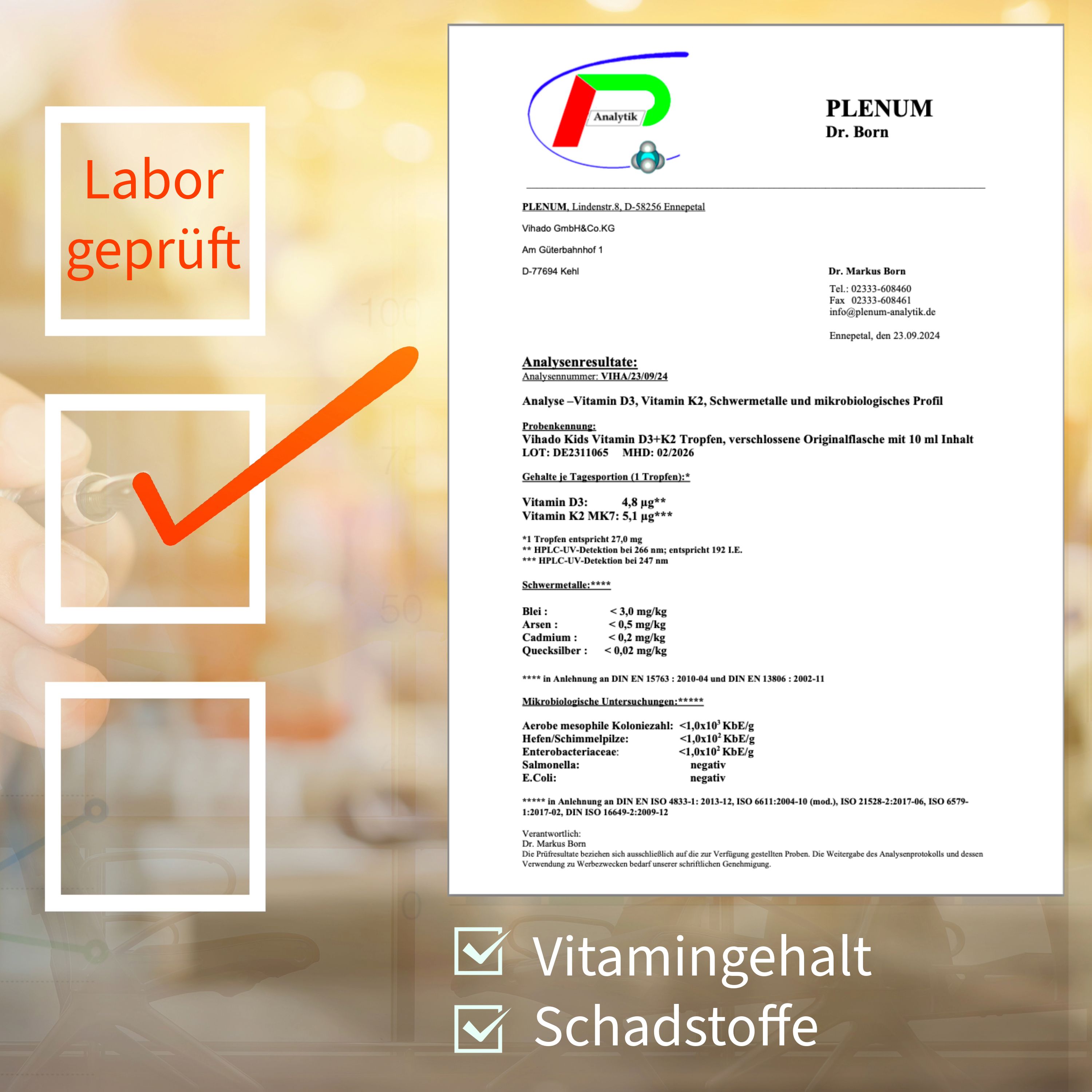 Vihado Vitamin D3 + K2 für Kinder