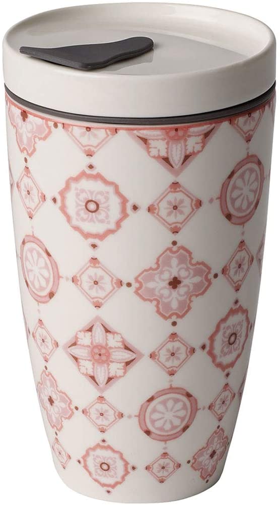 Villeroy & Boch like. by Villeroy and Boch To Go Cup, 2-Piece, 350 ml, Premium Porcelain/Silicone, Rosé White / Pink