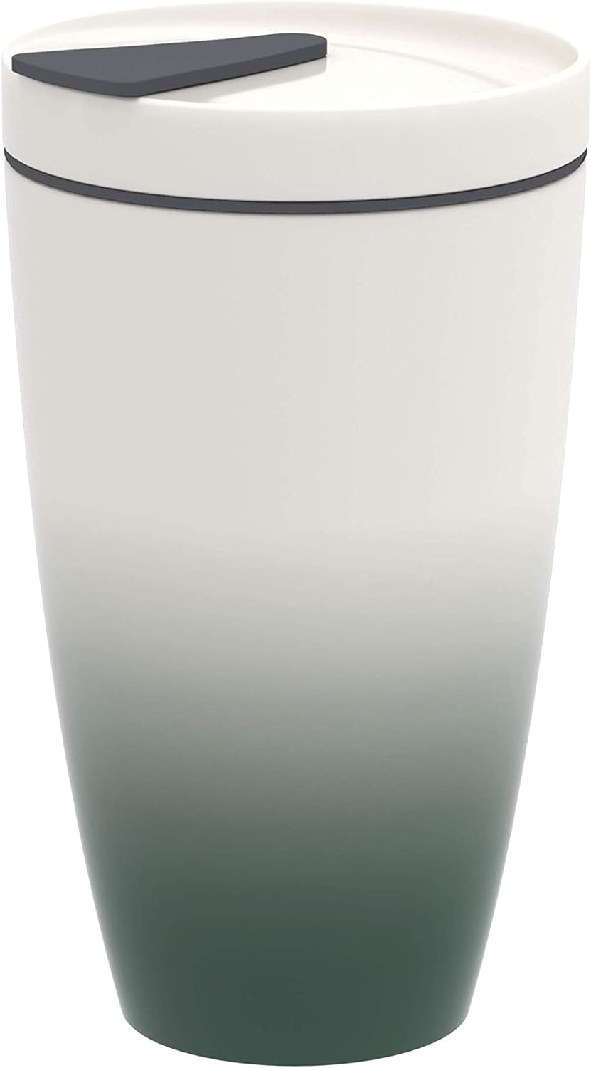 Villeroy & Boch To Go Mug, 350 ml, White Green,  Premium Porcelain Silicone