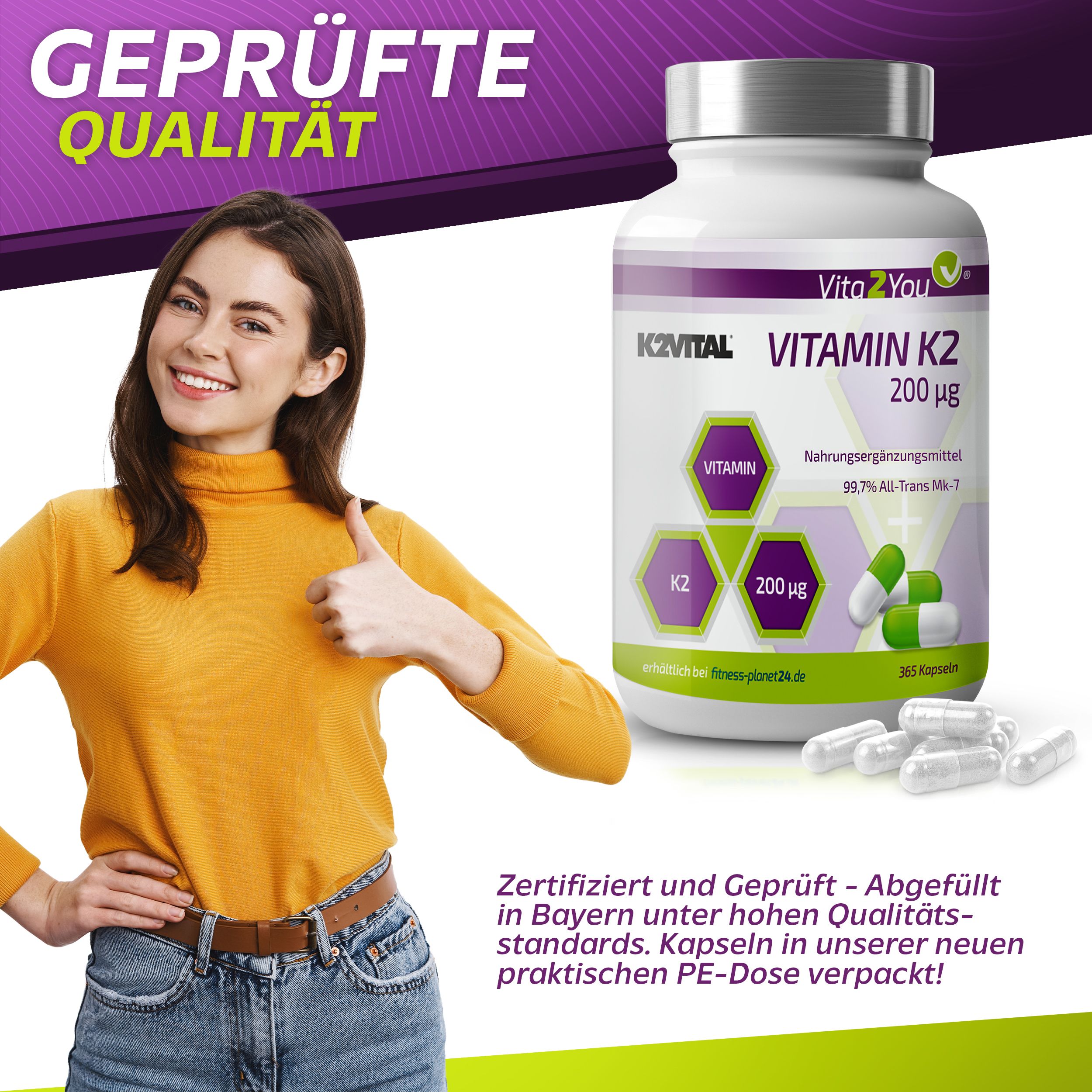 Vita2You Vitamin K2 - 200µg capsules Mk-7