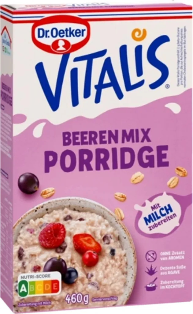 Vitalis Porridge Großpackung Beeren Mix mit Süße aus Agave 460g