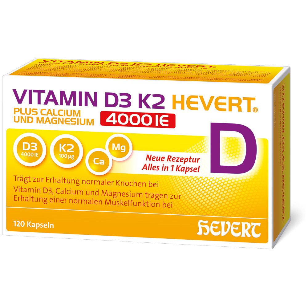 Vitamin D3 K2 Hevert + Calcium & Magnesium 4000 IU – Strong bones and muscles