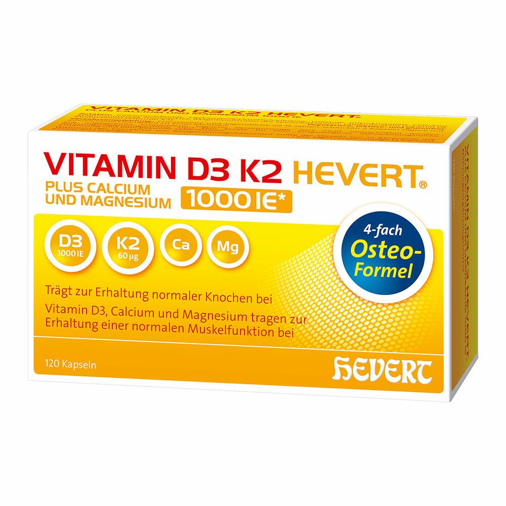 Vitamin D3 K2 Hevert Plus Calcium and Magnesium 1000 IE