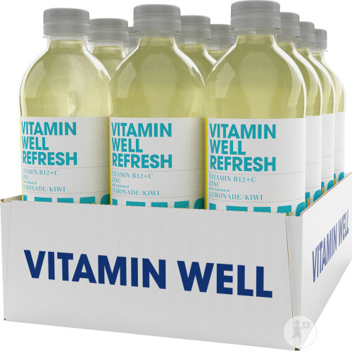 Vitamin Well Refresh Vitamin B12+C+Zinc soft drink lemonade/kiwi bottle 12x500ml