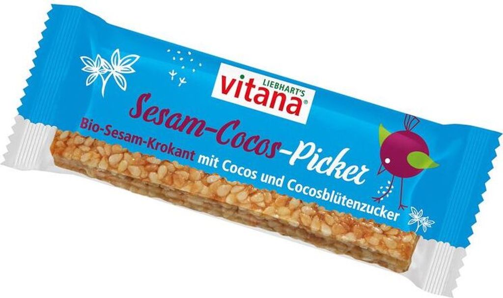 Vitana Sesam-Picker Sesam-Krokant mit Cocos und Cocosblütenzucker -- 35g