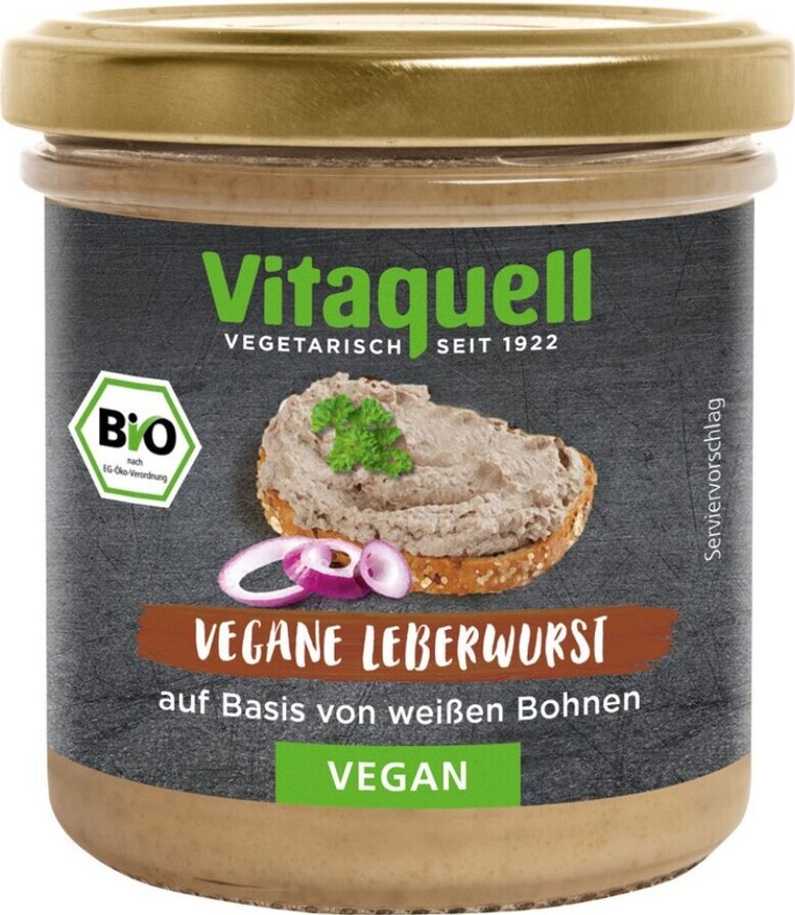 Vitaquell Vegane Leberwurst auf Basis von weißen Bohnen, 125 g im Glas