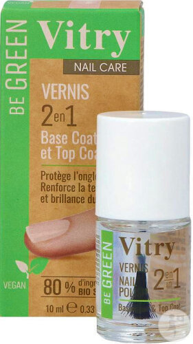 Vitry Be Green Nail Polish 2In1 Base Coat And Top Coat 10ml