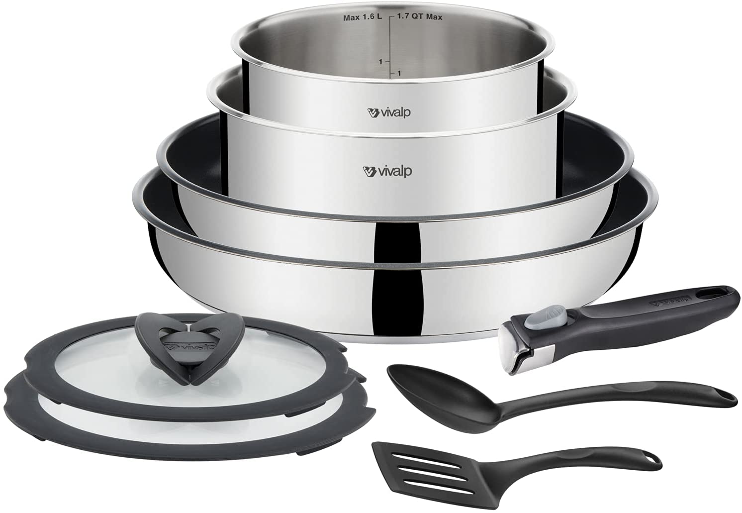 Ingenio von Tefal Vivalp L943S914 Set of 9 Removable Stainless Steel Suitable for All Hobs including Induction