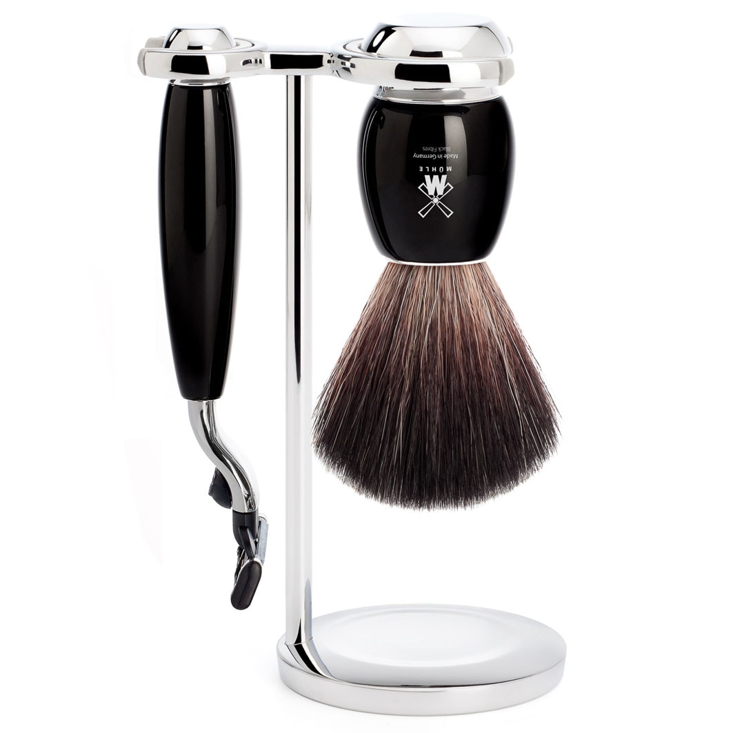 Muhle VIVO 3-piece Shaving set, Black Fibre, with Gillette® Mach3®