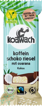 koawach Caffeine chocolate bar with guarana, coconut, 35 g