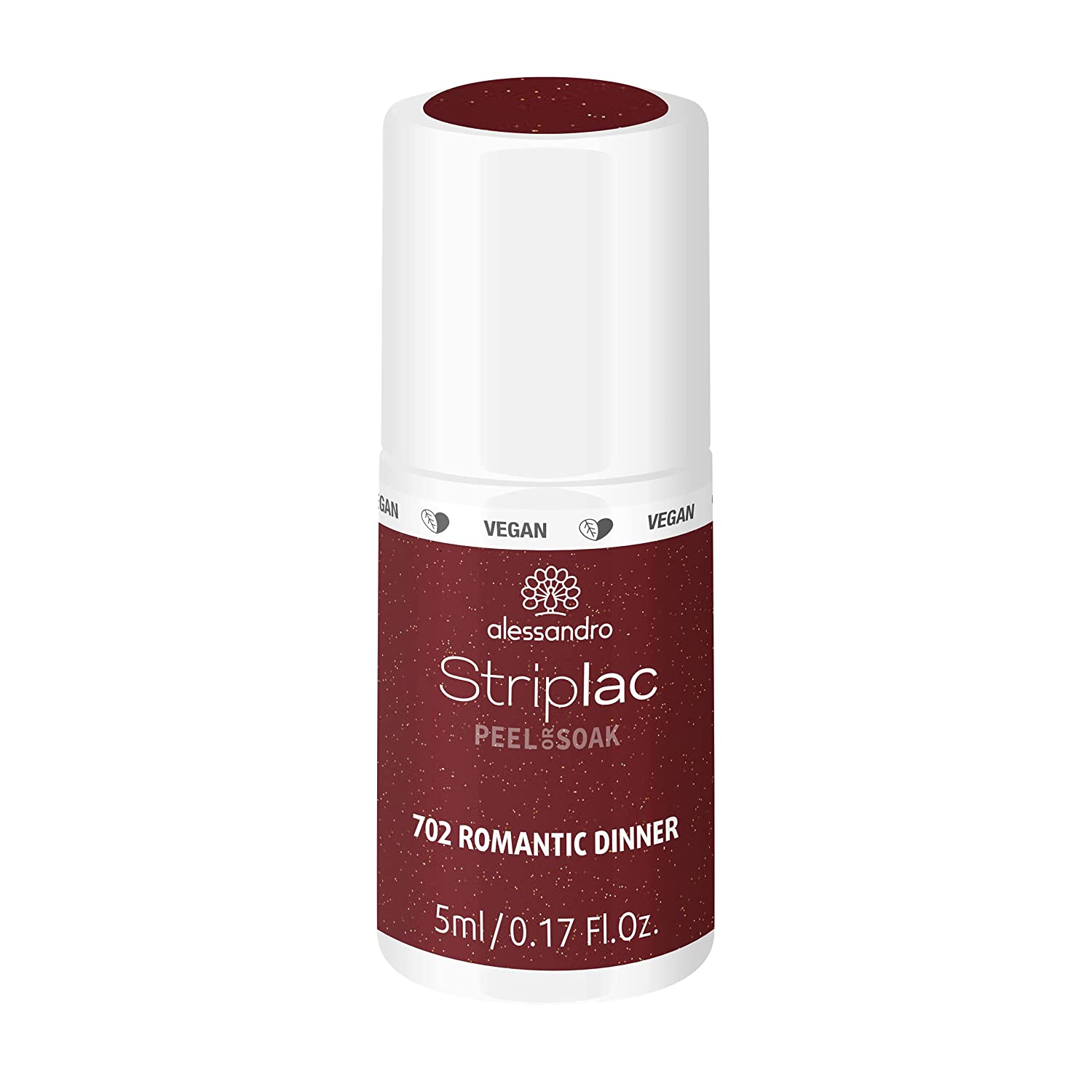 alessandro Striplac Peel or Soak BACI D\'AMORE- Romantic Dinner - Vegan LED Nail Polish in Strong Burgundy - For Perfect Nails in 15 Minutes, 5 ml, ‎romantic