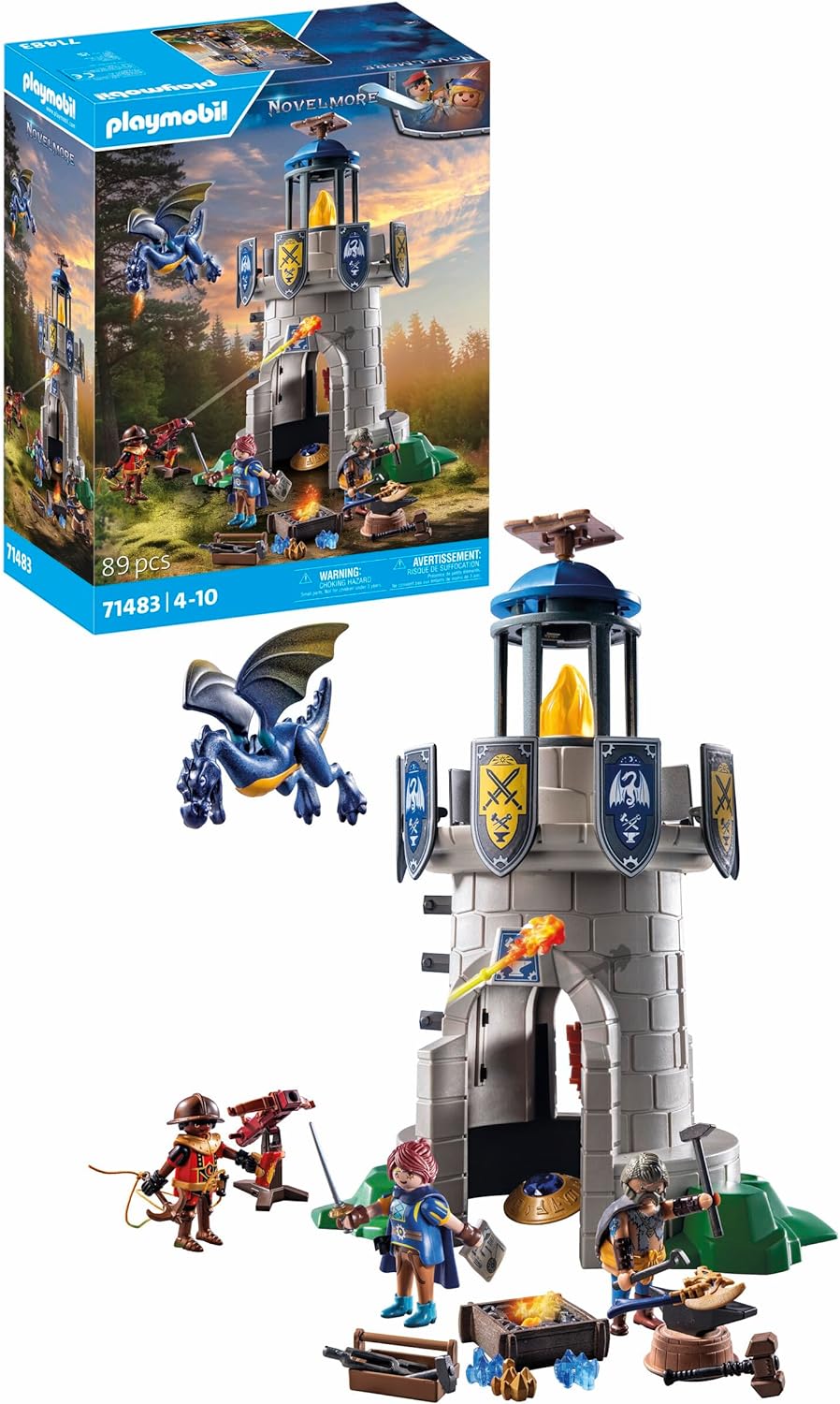 PLAYMOBIL 71483 Knight's Tower with Blacksmith and Dragon