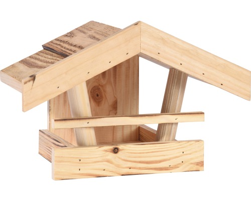 Bird house dobar bird feeder for wall mounting 18x26x17cm, with burnt grain wood
