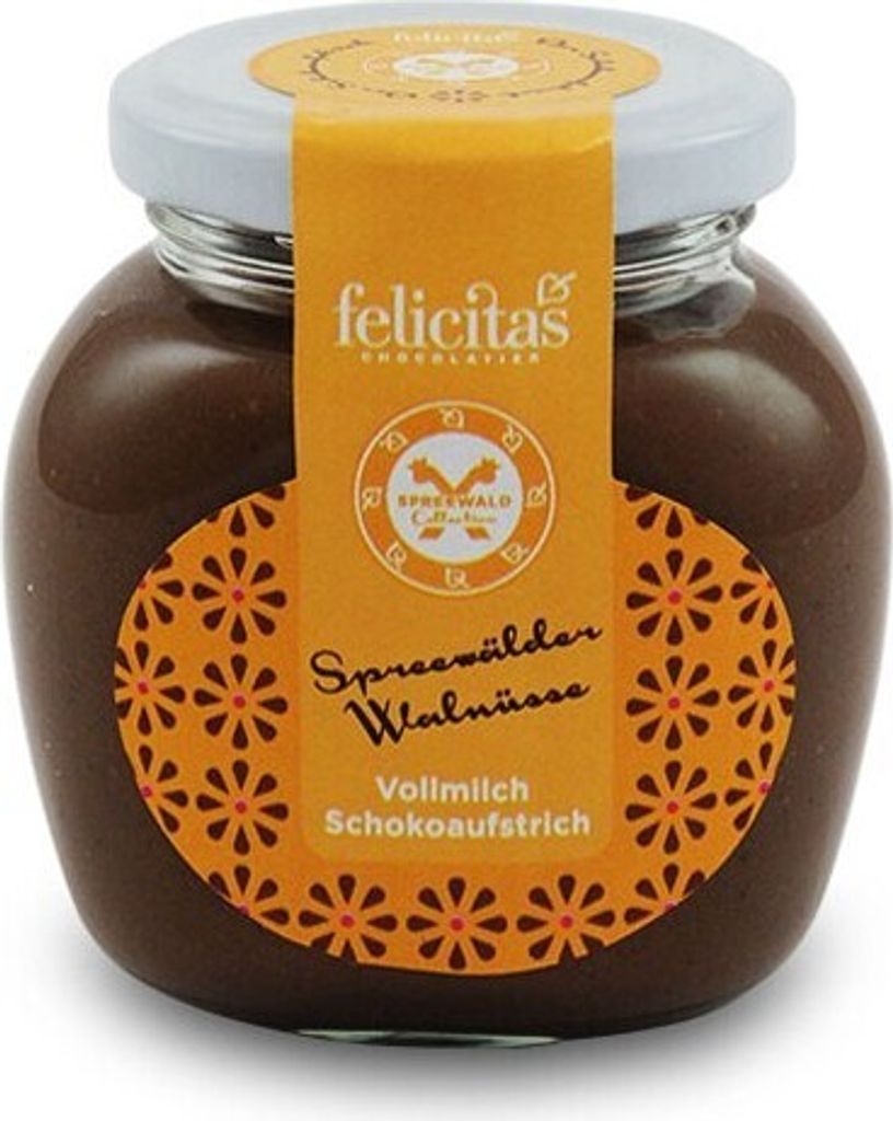 Vollmilch Schokoaufstrich mit Walnüssen von der Confiserie Felicitas (400 g)