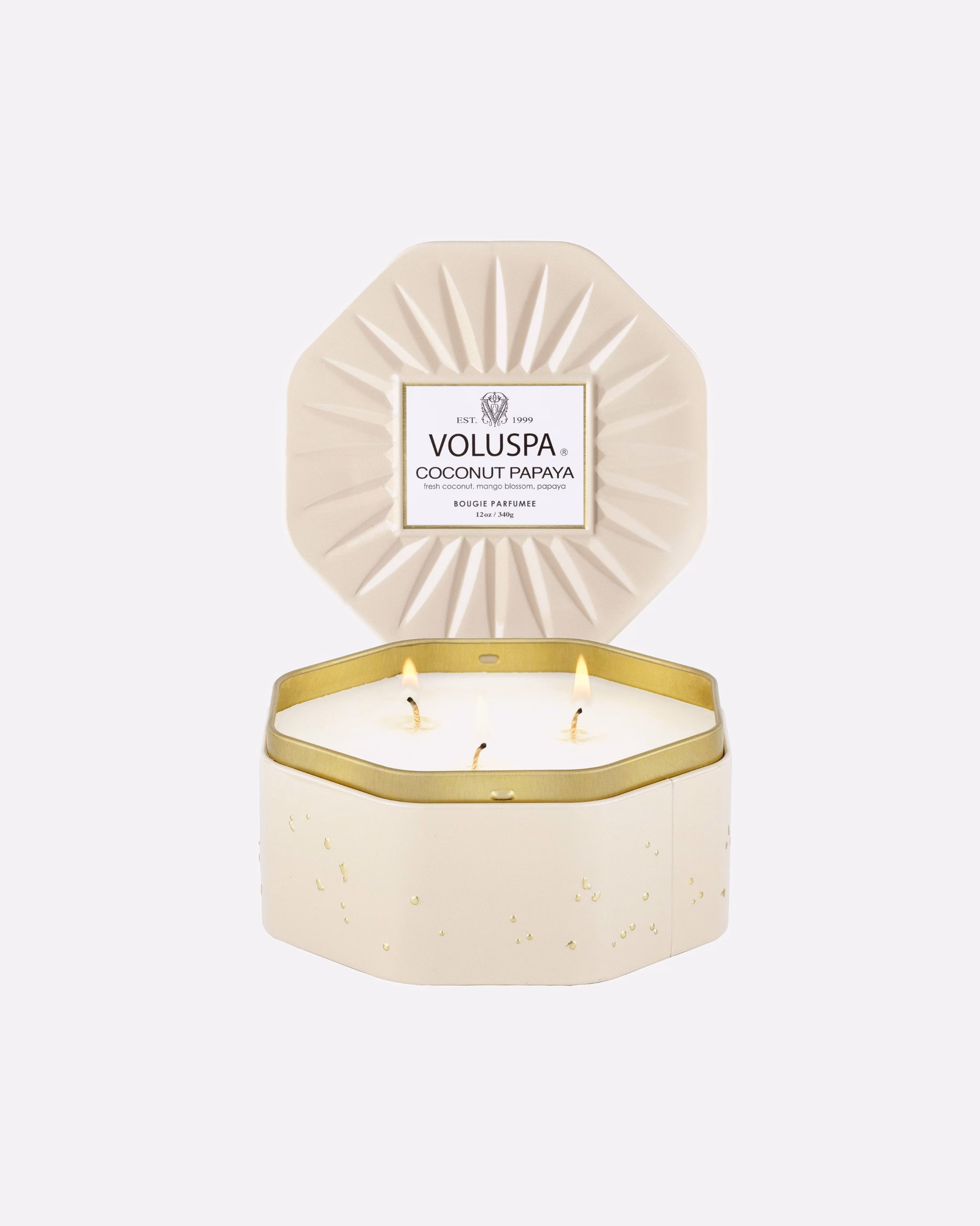 VOLUSPA Candle Vermeil Coconut Papaya Octagon Tin