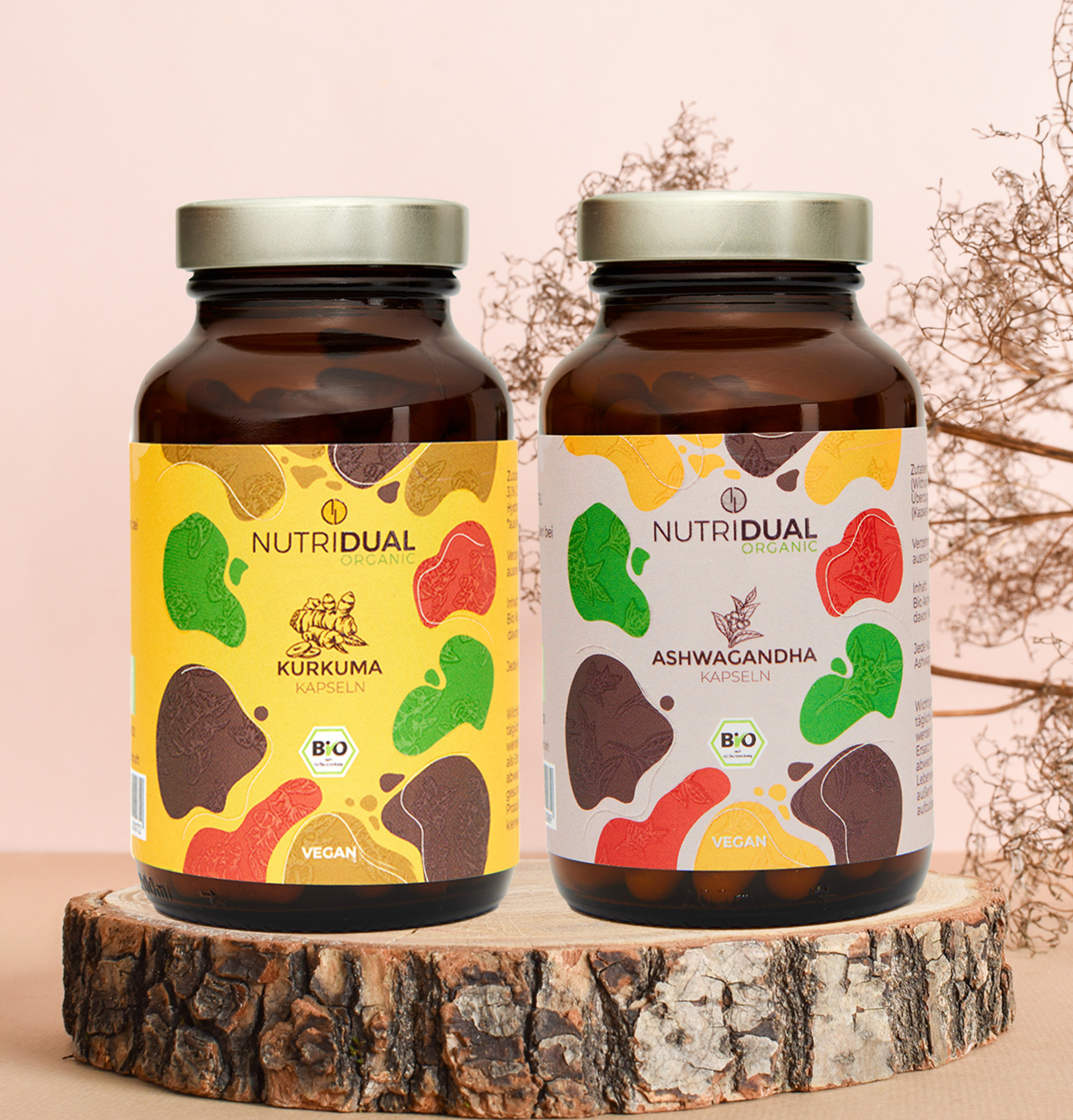 NutriDual Value pack of organic turmeric and ashwagandha capsules