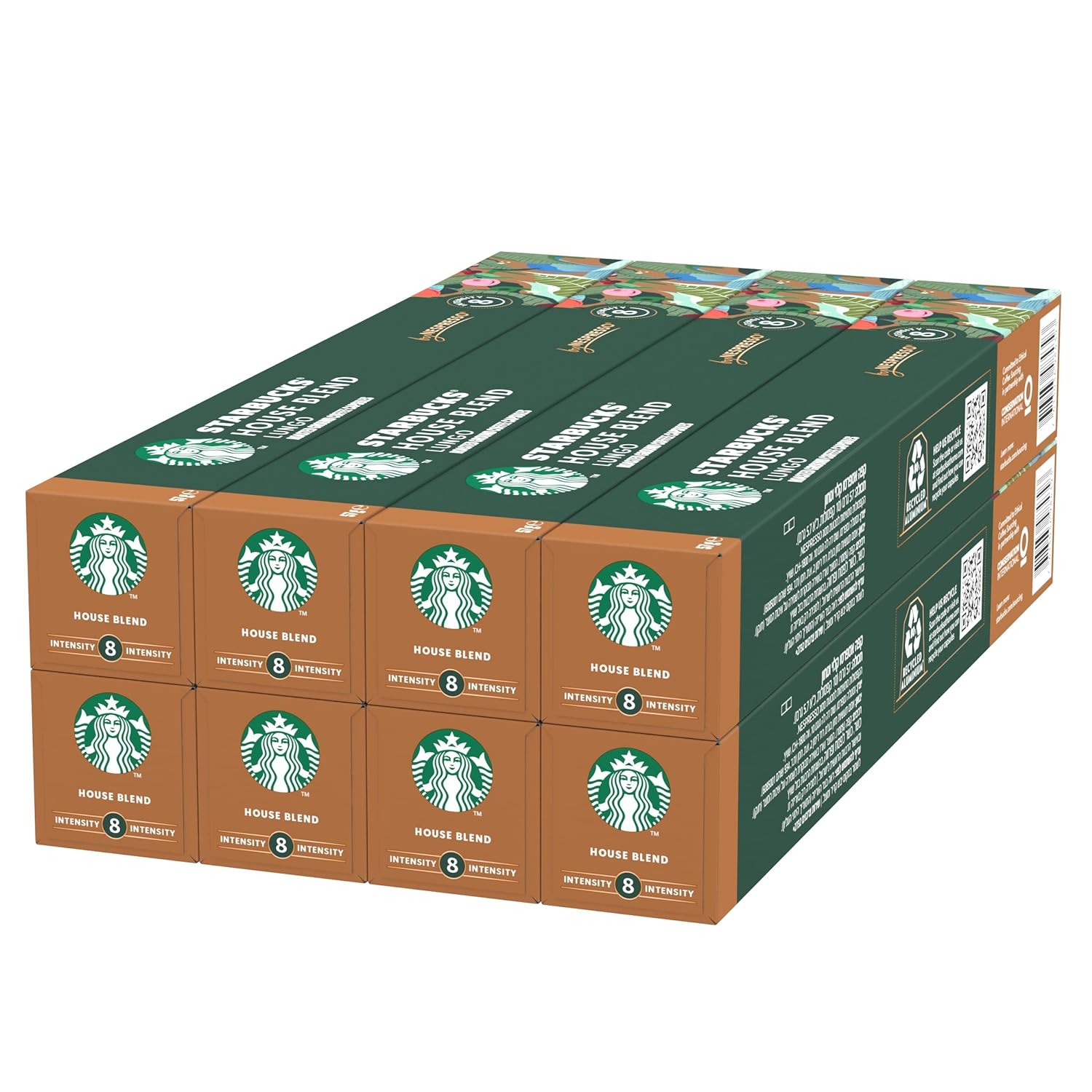 STARBUCKS House Blend by Nespresso Medium Roast Coffee Capsules 8 x 10 (80 Capsules)