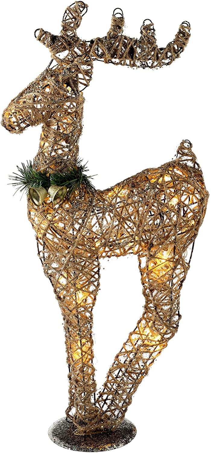 WeRChristmas 60 cm Warm White LED Reindeer with a Touch of Glitter Sisal