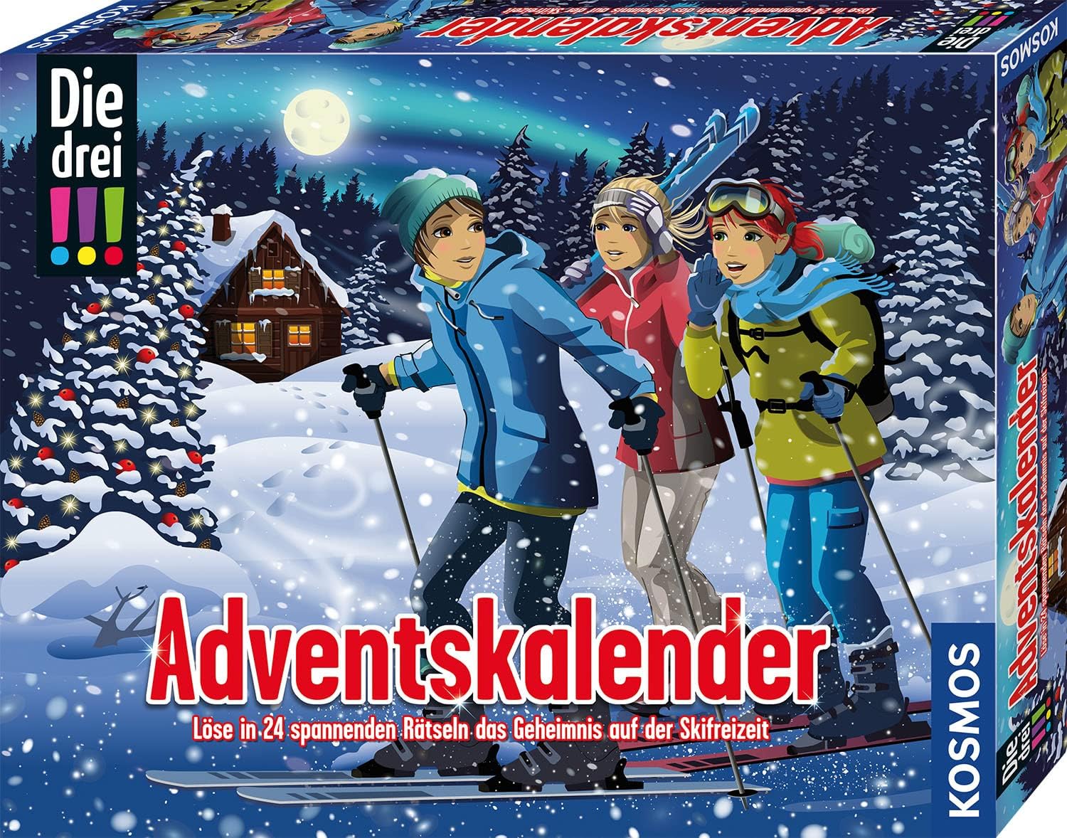 Kosmos 632502 Die Drei !!! Advent Calendar 2023, Solve the Mystery of Ski Leisure, with 24 Detective Gimmicks, Toy Advent Calendar for Children from 8 Years