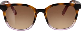 Sunglasses adults black-brown-pink frame, brown tinted lenses, 1 piece