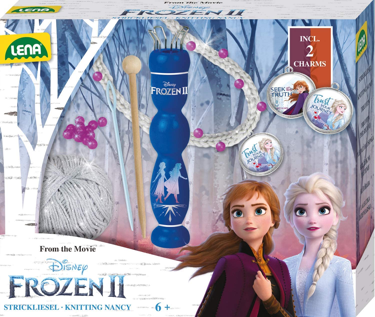 Lena 42032 Disney Frozen Ii Knitting Lily Set With Wooden Wool Ice Grey Bea