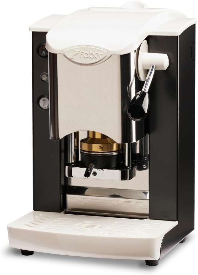 FABER COFFEE MACHINES Stainless Steel Slot Model 44 mm Coffee Machine Burgundy Plastic Black Brass Padpress (Black/White)