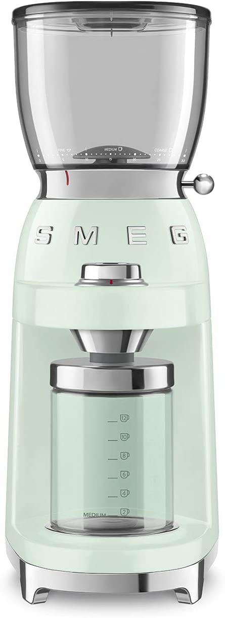 Smeg CGF01PGEU Stainless Steel Coffee Grinder, Water Green