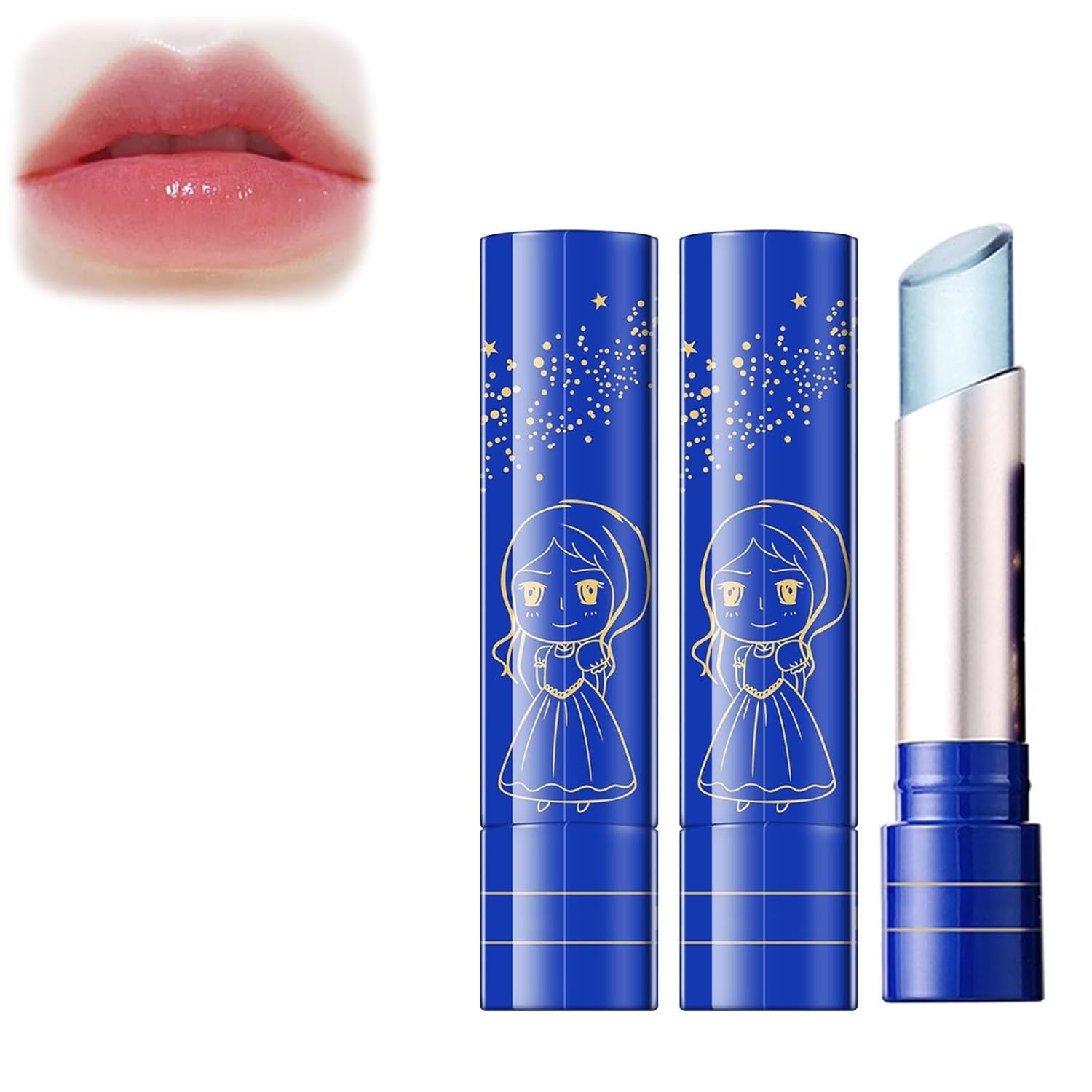 Korean Lip Balm with Blue Jelly, Korean Lip Balm with Color Changing, Moisturizing Lip Balm with Temperature Change for Women (02#)