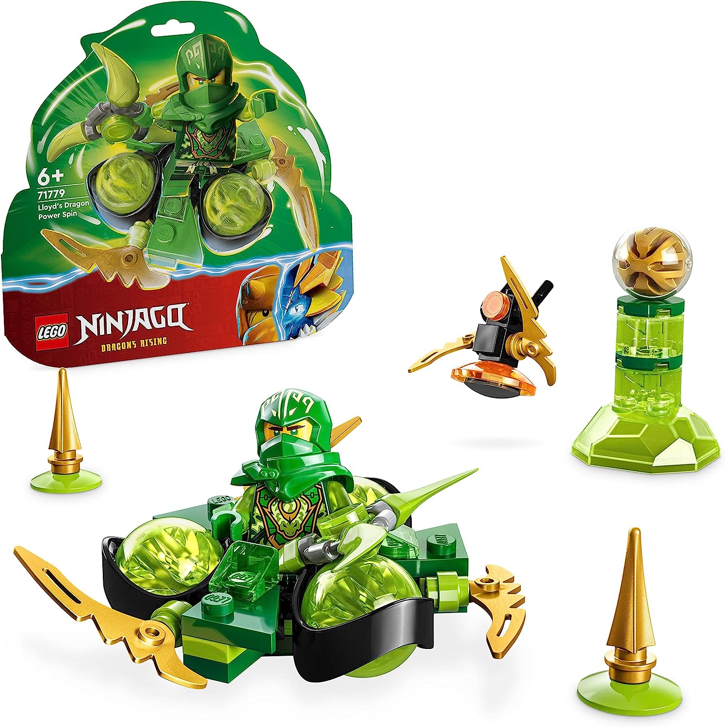 LEGO 71779 Ninjago Lloyds Dragon Power Spinjitzu Spin Toy, Spinner with Art Pieces, Lloyd Mini Figure to Collect, Small Gift for Children from 6 Years